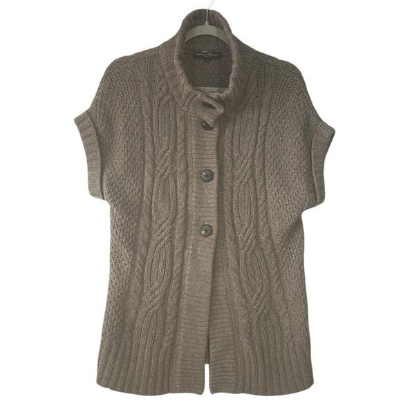 Eddie Bauer Sz S Short Sleeve Alpaca Blend Cable Knit Long Cardigan Sweater - Picture 1 of 8